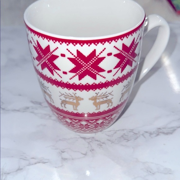 Festive Red and White Christmas Reindeer Mug - Picture 3 of 6